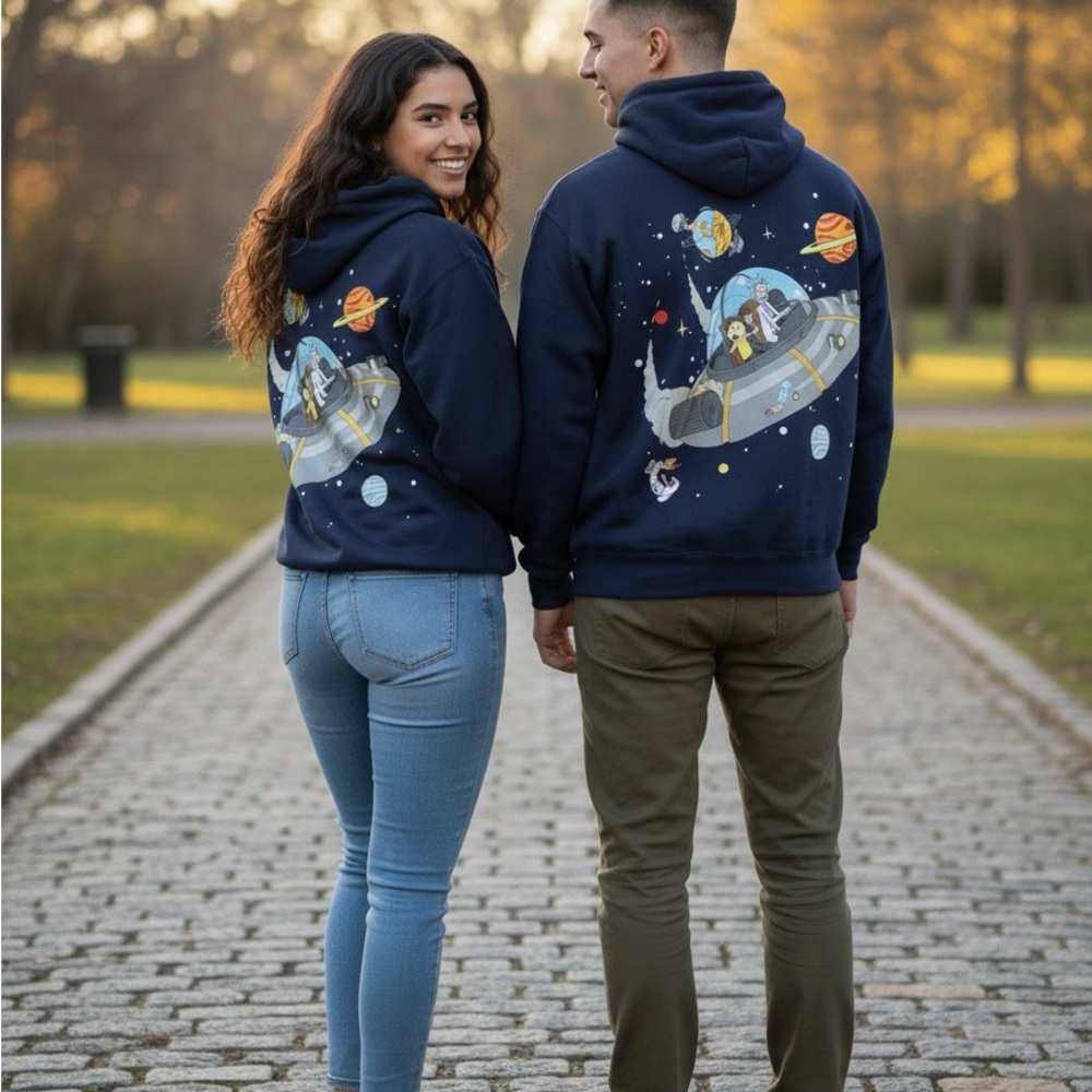 Rick and Morty Navy Blue Hoodie (Pre-Owned) - Picture 2 of 5